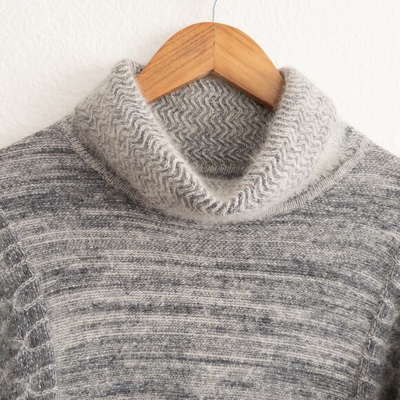 Gray Mock Neck Balloon Sleeve Midi Sweater Dress - Picture 5 of 6